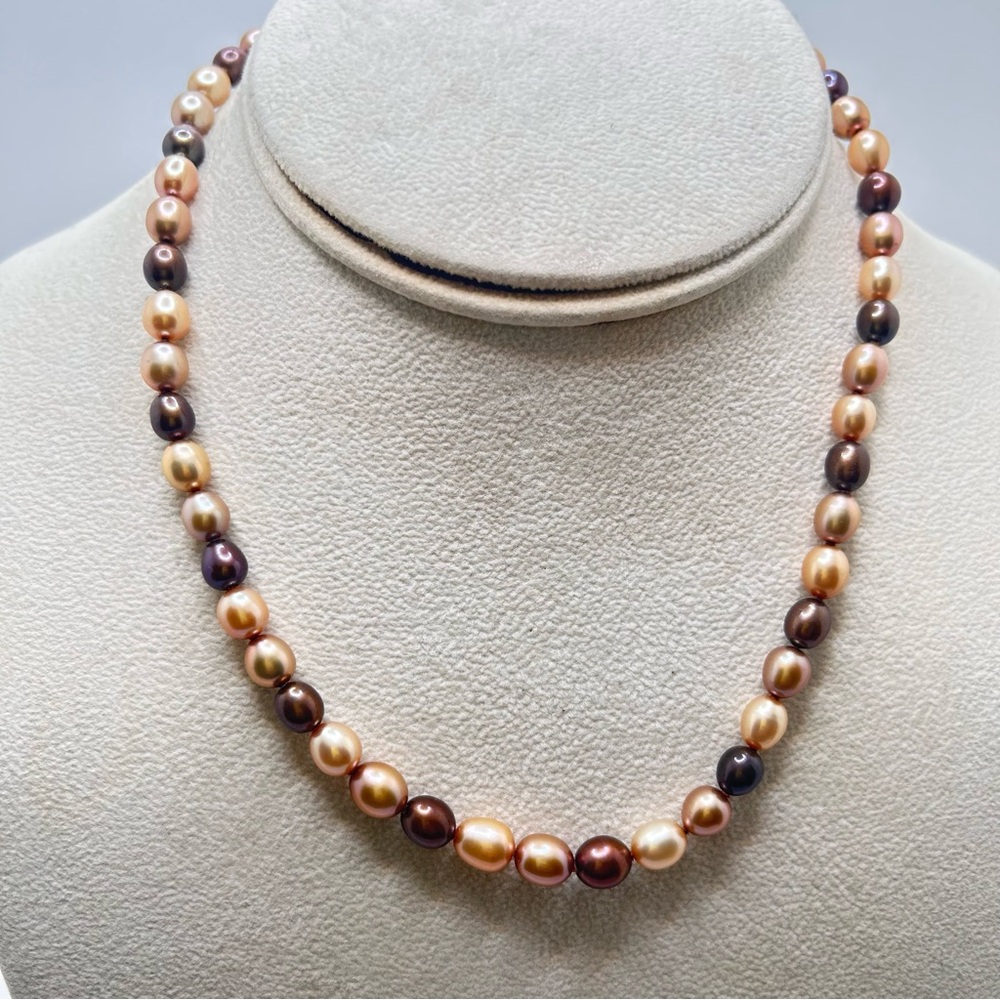 Elegant Multicolor Pearl Sterling Necklace